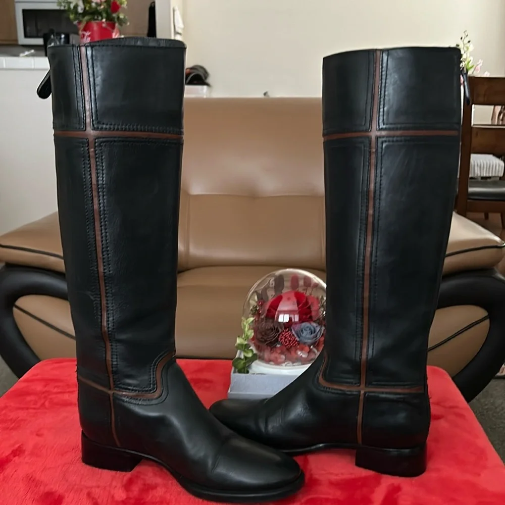 TORY BURCH OVER THE KNEE ZIP UP BOOTS